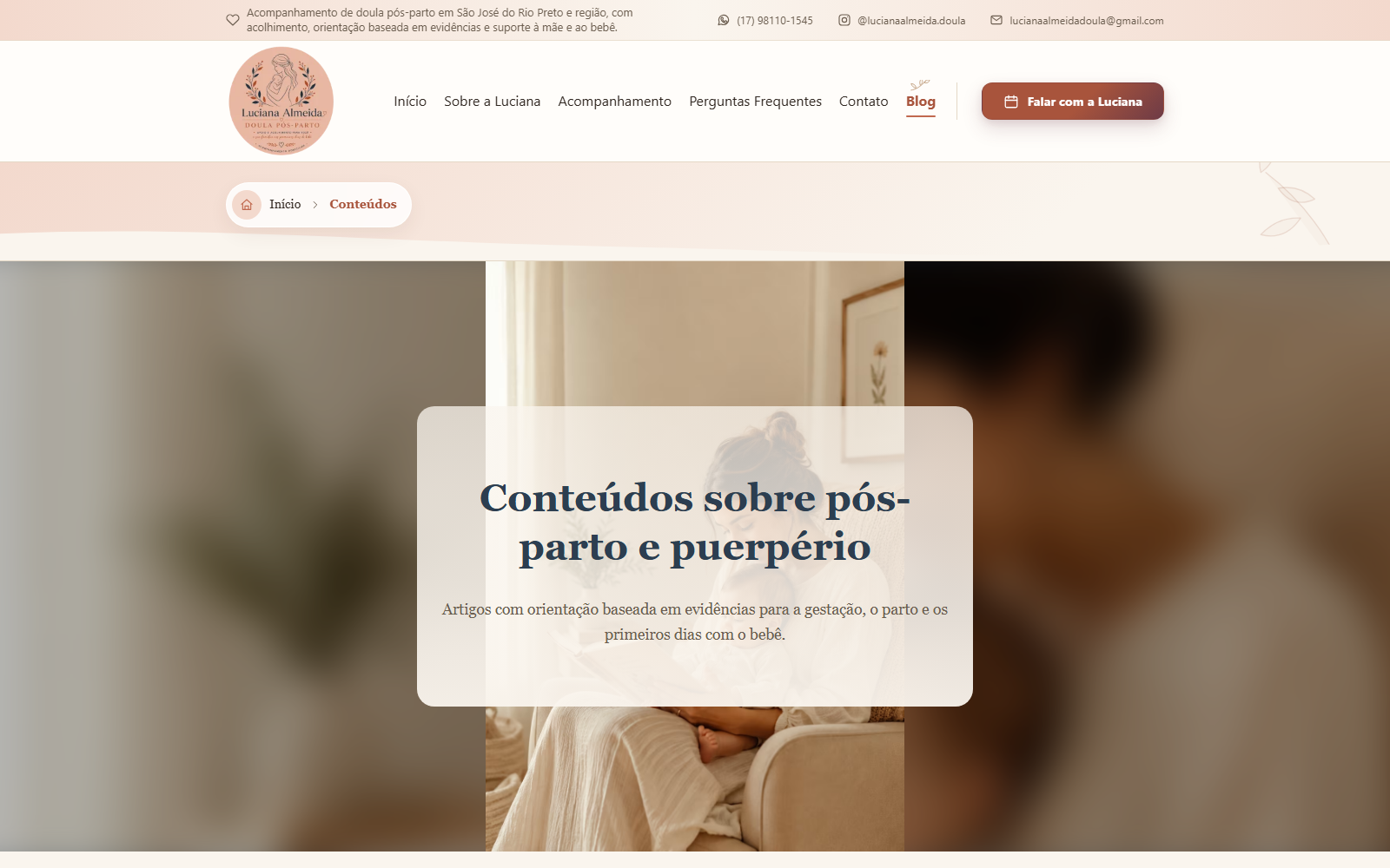 Blog Integrado ao CMS — projeto Luciana Almeida — Doula Pós-Parto
