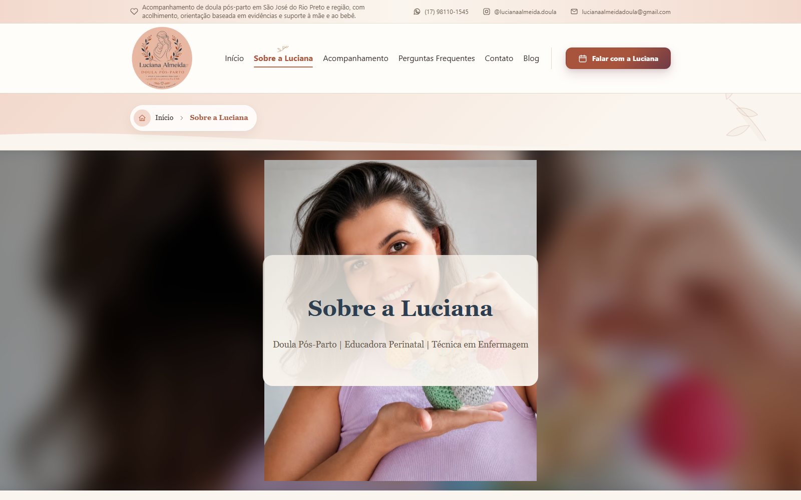 Sobre a Luciana — projeto Luciana Almeida — Doula Pós-Parto