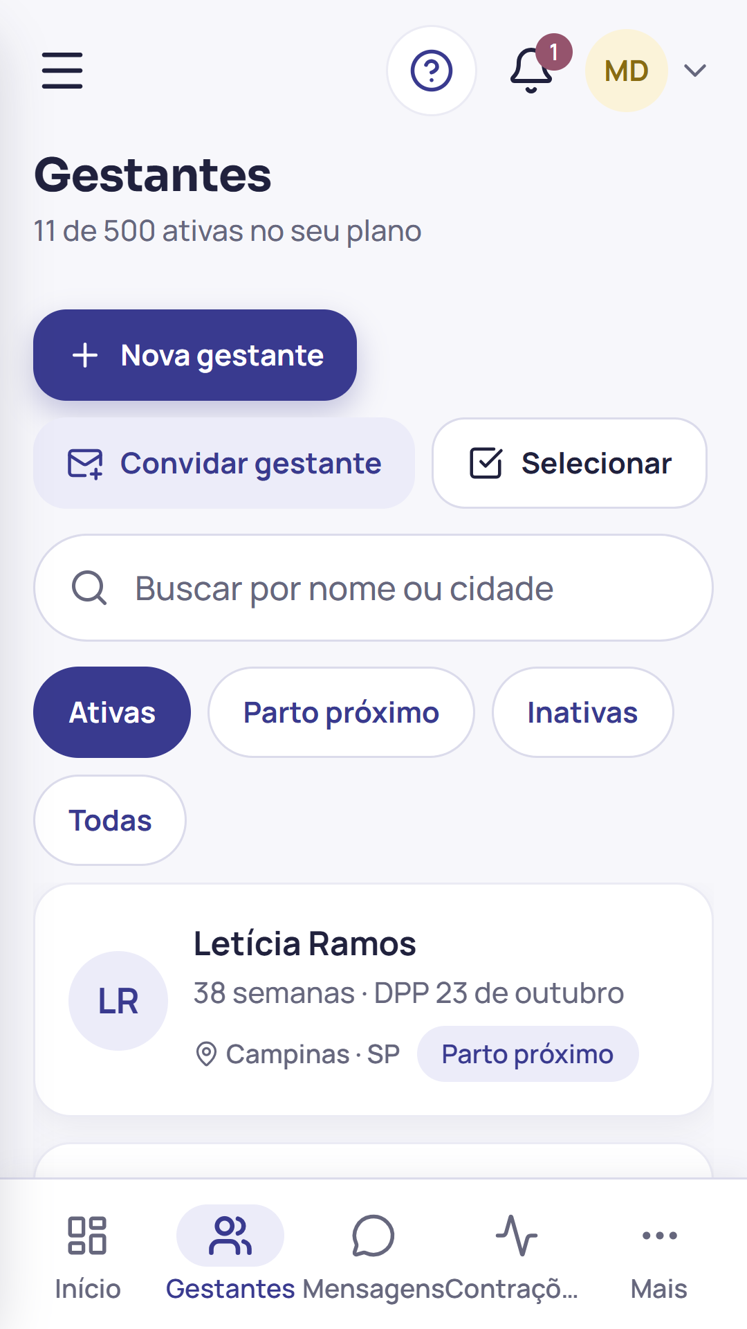 Gestão para a doula, sem perder o lado humano — tela complementar
